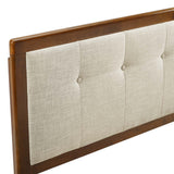 Draper Walnut/Beige Tufted Fabric and Wood King Headboard - Ornate Home