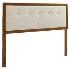 Draper Walnut/Beige Tufted Fabric and Wood Queen Headboard - Ornate Home