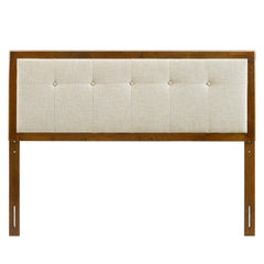 Draper Walnut/Beige Tufted Fabric and Wood Queen Headboard - Ornate Home
