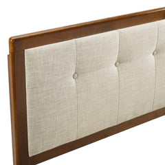 Draper Walnut/Beige Tufted Fabric and Wood Queen Headboard - Ornate Home