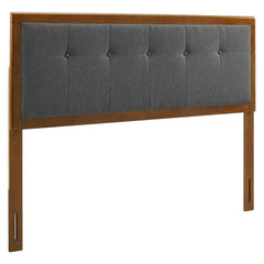 Draper Walnut/Charcoal Tufted Fabric and Wood Full Headboard - Ornate Home