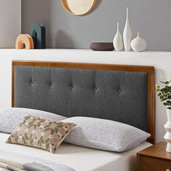 Draper Walnut/Charcoal Tufted Fabric and Wood Queen Headboard - Ornate Home