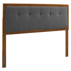 Draper Walnut/Charcoal Tufted Fabric and Wood Queen Headboard - Ornate Home