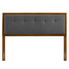 Draper Walnut/Charcoal Tufted Fabric and Wood Queen Headboard - Ornate Home