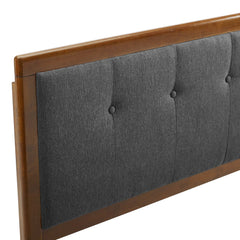 Draper Walnut/Charcoal Tufted Fabric and Wood Queen Headboard - Ornate Home