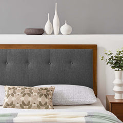 Draper Walnut/Charcoal Tufted Fabric and Wood Queen Headboard - Ornate Home
