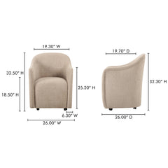 Drava Beige Rolling Dining Chair - Ornate Home