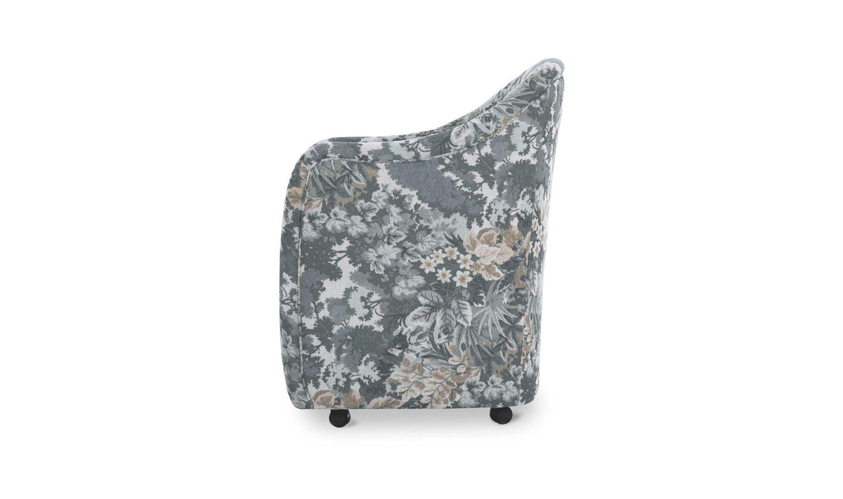Drava Blue Tapestry Rolling Dining Chair Tapestry - Ornate Home
