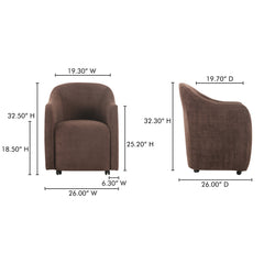 Drava Dark Brown Rolling Dining Chair - Ornate Home