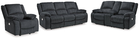 Draycoll Gray Power Reclining Sofa, Loveseat and Recliner - Ornate Home
