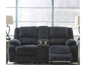 Draycoll Slate Manual Reclining Loveseat w/ Console (Online Special Price) - Ornate Home