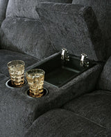 Draycoll Slate Manual Reclining Loveseat w/ Console (Online Special Price) - Ornate Home