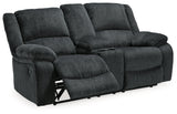 Draycoll Slate Manual Reclining Loveseat w/ Console (Online Special Price) - Ornate Home
