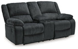 Draycoll Slate Manual Reclining Loveseat w/ Console (Online Special Price) - Ornate Home