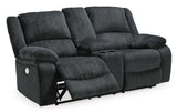 Draycoll Slate Power Reclining Loveseat w/ Console (Online Special Price) - Ornate Home