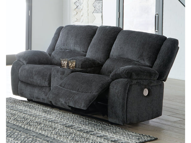 Draycoll Slate Power Reclining Loveseat w/ Console - Ornate Home