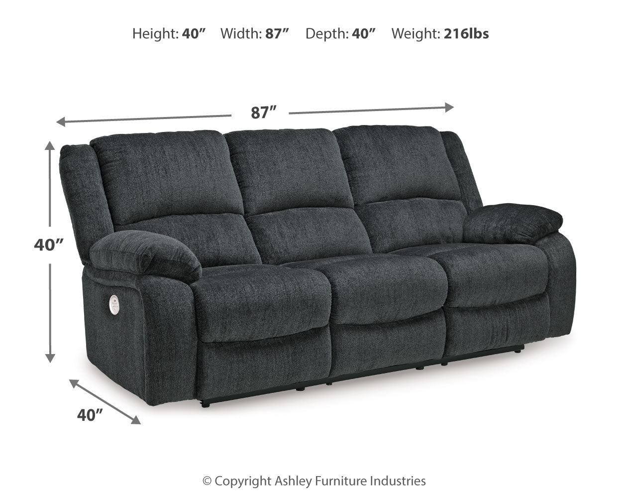 Draycoll Slate Power Reclining Sofa (Online Special Price) - Ornate Home