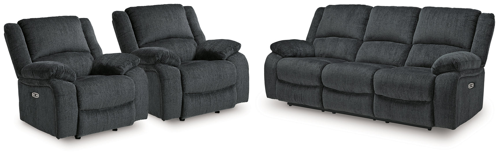 Draycoll Slate Power Reclining Sofa and 2 Power Recliners - Ornate Home