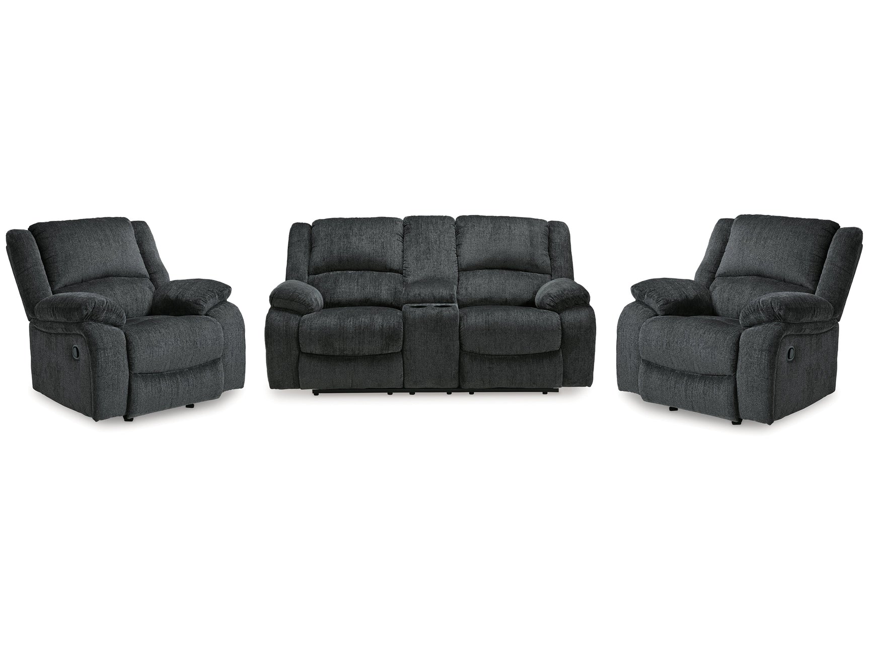 Draycoll Slate Reclining Loveseat and 2 Recliners - Ornate Home