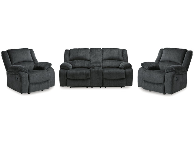 Draycoll Slate Reclining Loveseat and 2 Recliners - Ornate Home
