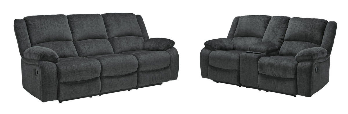 Draycoll Slate Reclining Sofa and Loveseat - Ornate Home