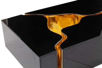 Dream Glass Black & Gold 3pc Coffee Table - Ornate Home