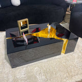 Dream Glass Black & Gold 3pc Coffee Table - Ornate Home