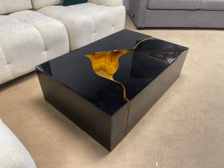 Dream Glass Black & Gold 3pc Coffee Table - Ornate Home