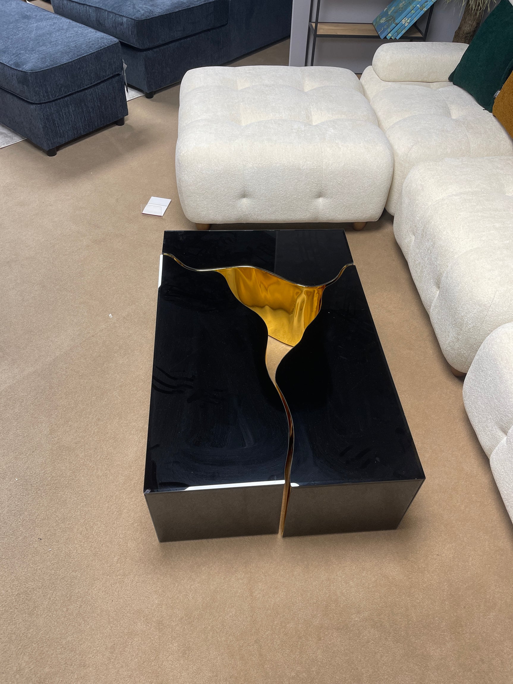 Dream Glass Black & Gold 3pc Coffee Table - Ornate Home