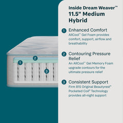Dream Weaver 11.5" Gray Hybrid King Hybrid Medium Mattress - Ornate Home