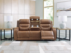 Dreamer Caramel Power Reclining Sofa with Audio Seating - Ornate Home