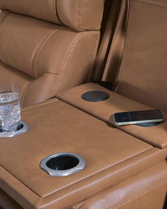 Dreamer Caramel Power Reclining Sofa with Audio Seating - Ornate Home