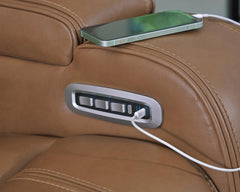 Dreamer Caramel Power Reclining Sofa with Audio Seating - Ornate Home