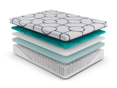 Dreamstage Value Aquamarine Hybrid 13.5" Firm Grey Queen Mattress - Ornate Home