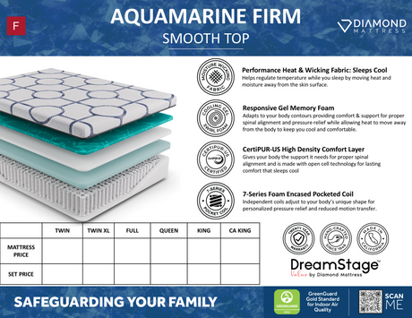 Dreamstage Value Aquamarine Hybrid 13.5" Firm Grey Twin XL Mattress - Ornate Home