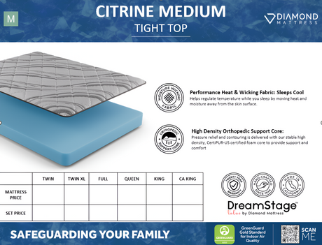 Dreamstage Value Citrine Foam Tight Top 7" Medium Grey Twin XL Mattress - Ornate Home