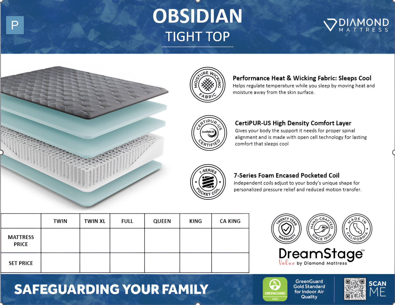 Dreamstage Value Obsidian Tight Top 13" Plush Grey California King Mattress - Ornate Home
