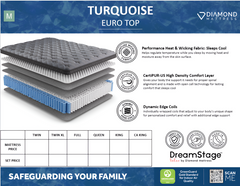 Dreamstage Value Turquoise Euro Top 12.5" Medium Grey Twin Mattress - Ornate Home