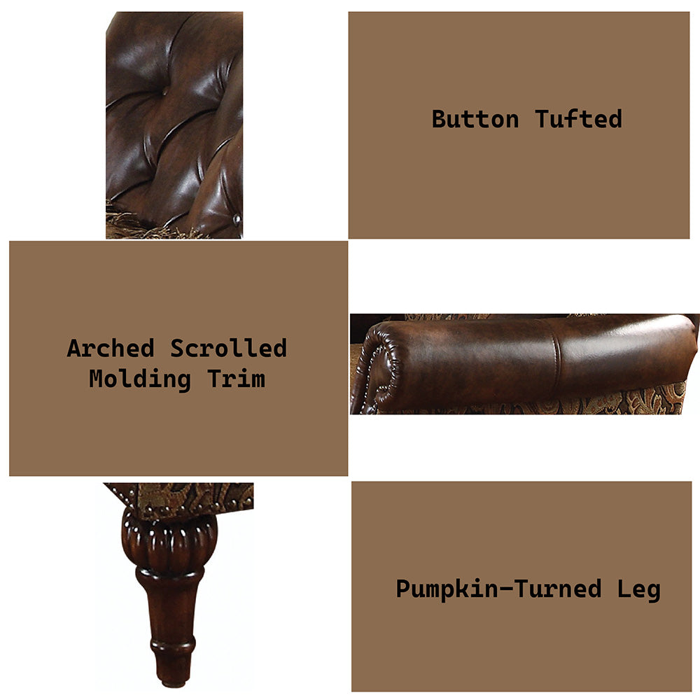 Dreena Traditional Bonded Leather and Chenille Chair - Ornate Home