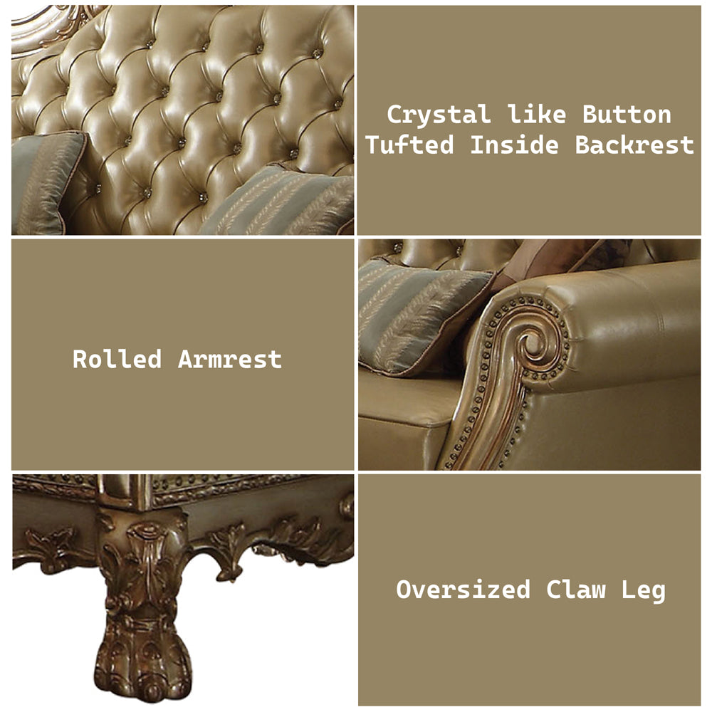 Dresden Bone & Gold Patina Sofa w/4 Pillows - Ornate Home
