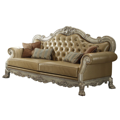 Dresden Bone & Gold Patina Sofa w/4 Pillows - Ornate Home