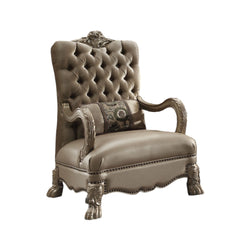 Dresden Bone Velvet & Gold Patina Chair & 1 Pillow - Ornate Home