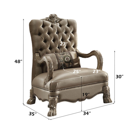 Dresden Bone Velvet & Gold Patina Chair & 1 Pillow - Ornate Home