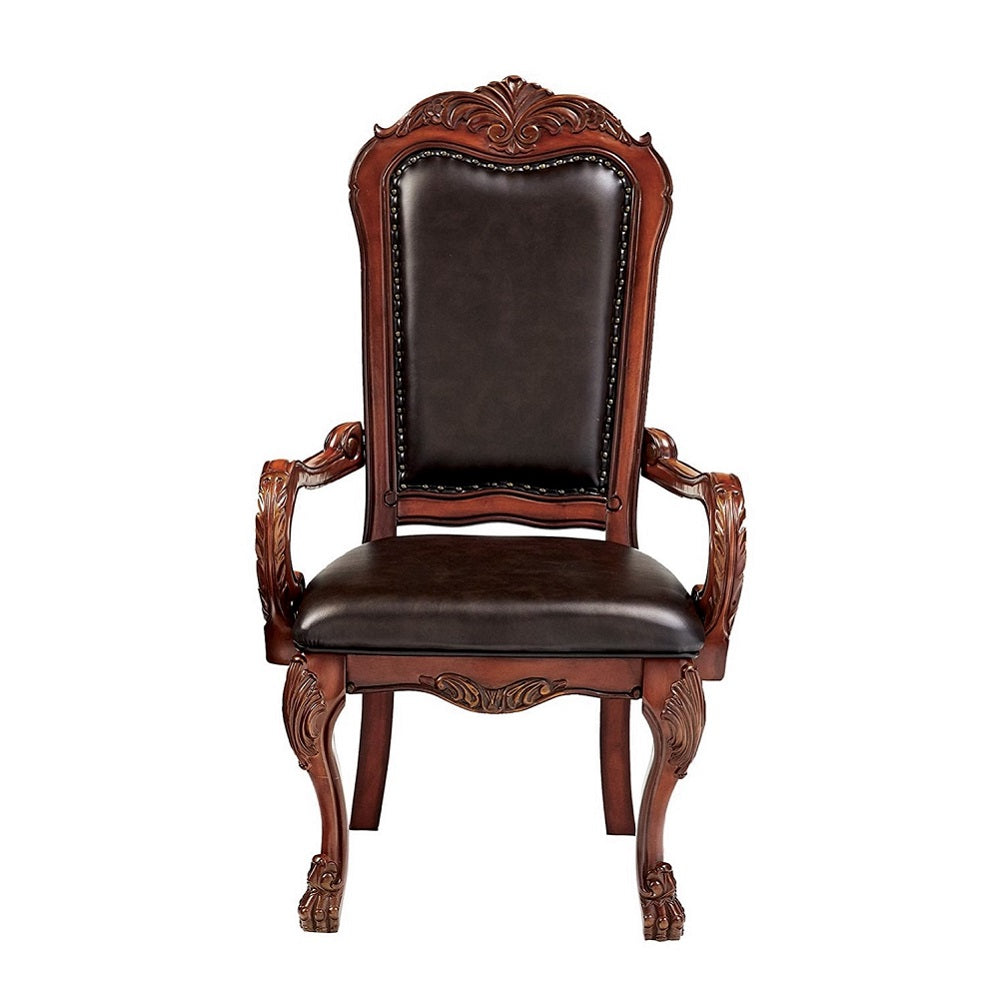 Dresden  Brown Cherry Oak Dining Arm Chairs (Set of 2) - Ornate Home