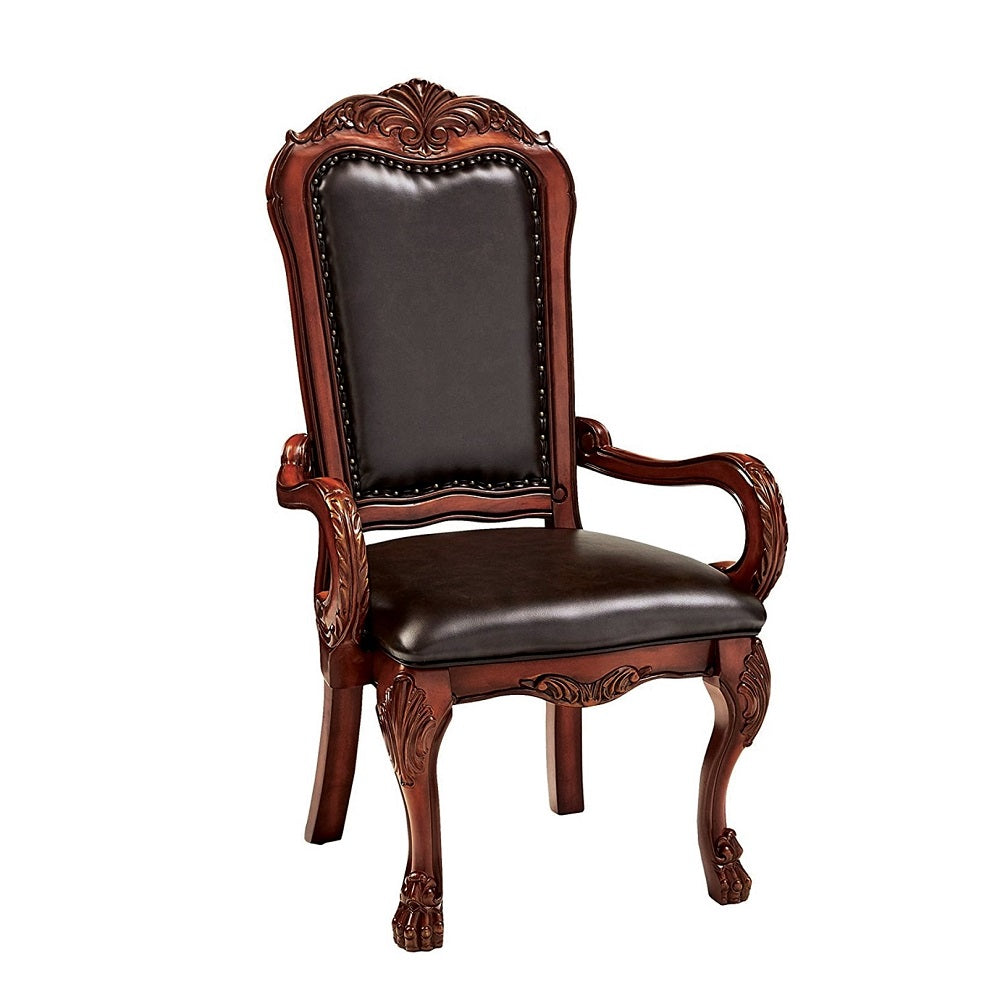 Dresden  Brown Cherry Oak Dining Arm Chairs (Set of 2) - Ornate Home