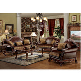 Dresden Brown/Cherry Oak Loveseat w/2 Pillows - Ornate Home