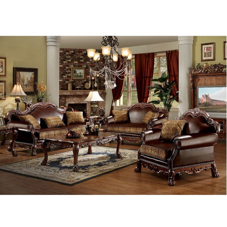 Dresden Brown/Cherry Oak Loveseat w/2 Pillows - Ornate Home