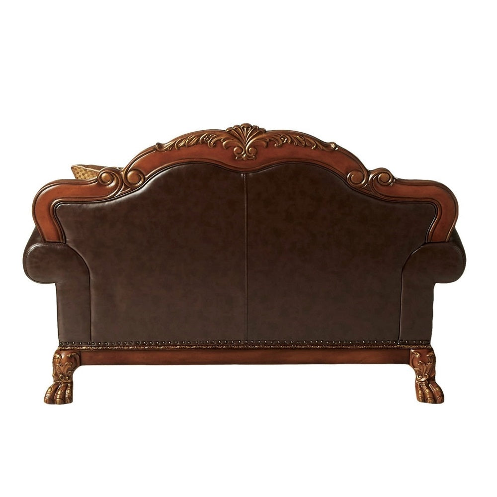 Dresden Brown/Cherry Oak Loveseat w/2 Pillows - Ornate Home