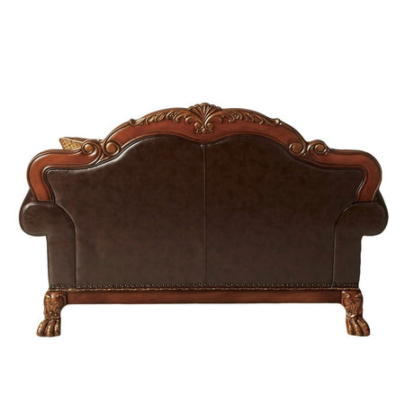 Dresden Brown/Cherry Oak Loveseat w/2 Pillows - Ornate Home