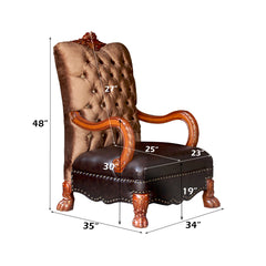 Dresden Brown Velvet/Cherry Oak Chair & 1 Pillow - Ornate Home